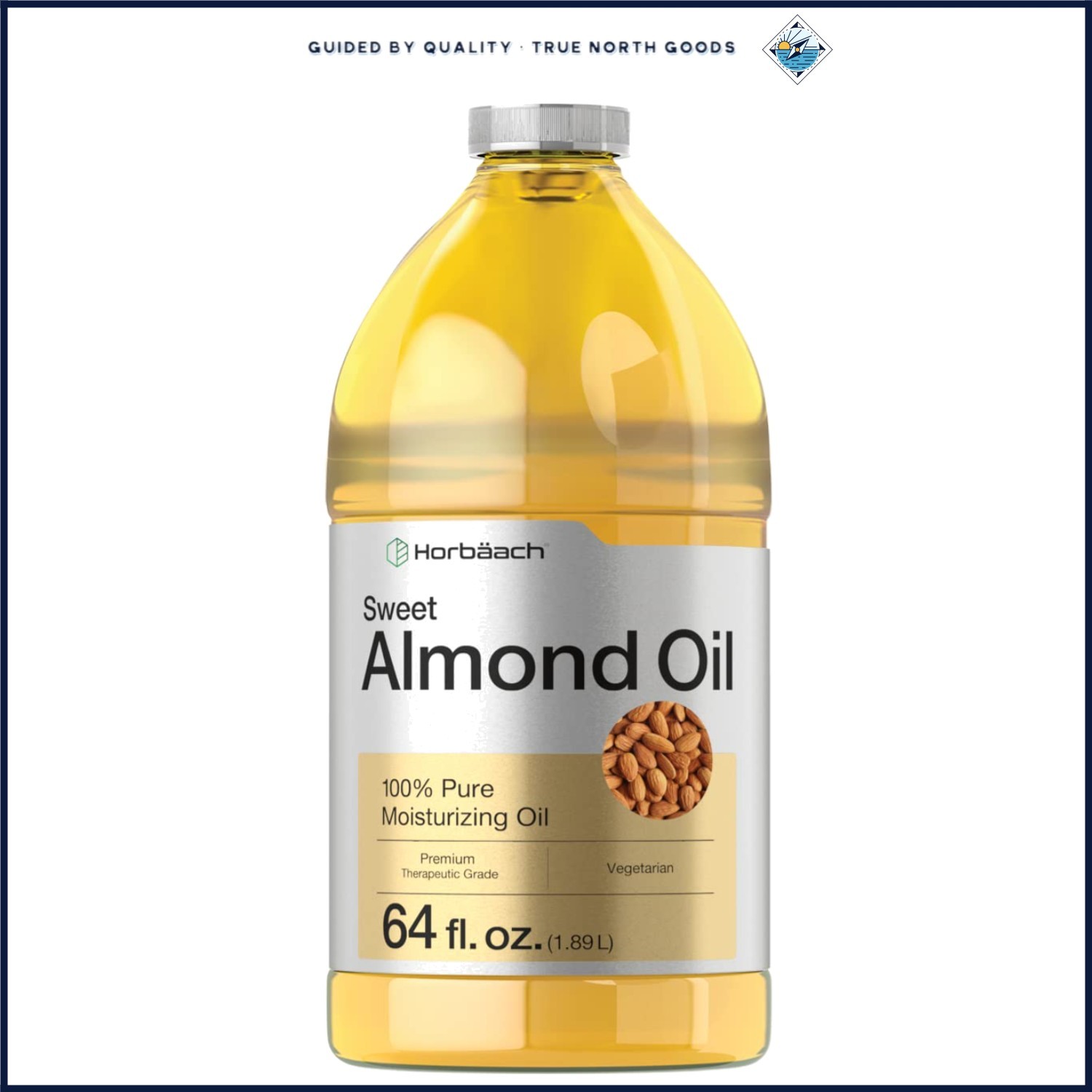Moisturizing Sweet Almond Oil, 64 Oz Bottle for Dryness Relief and Anti-Aging