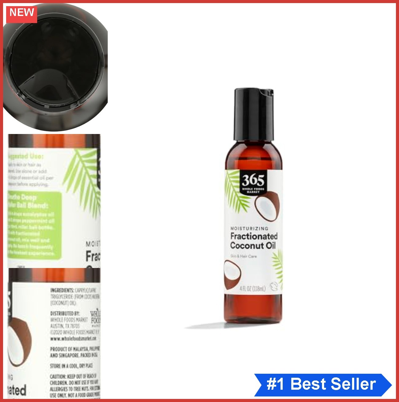 Fractionated Coconut Oil 4 fl oz Moisturizer Skin Hair Massage Beauty Care