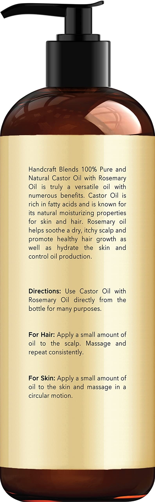 Pure Castor & Rosemary Oil for Hair Growth and Body Care 8oz Premium