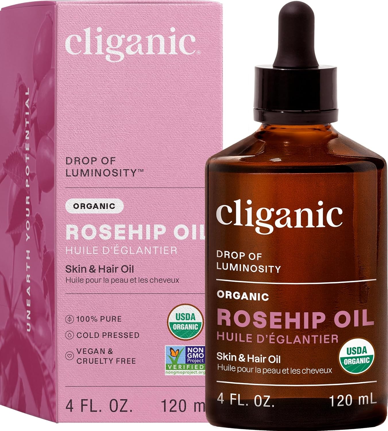 Organic Rosehip Seed Oil 100% Pure Cold Pressed Face Hair Skin Unrefined