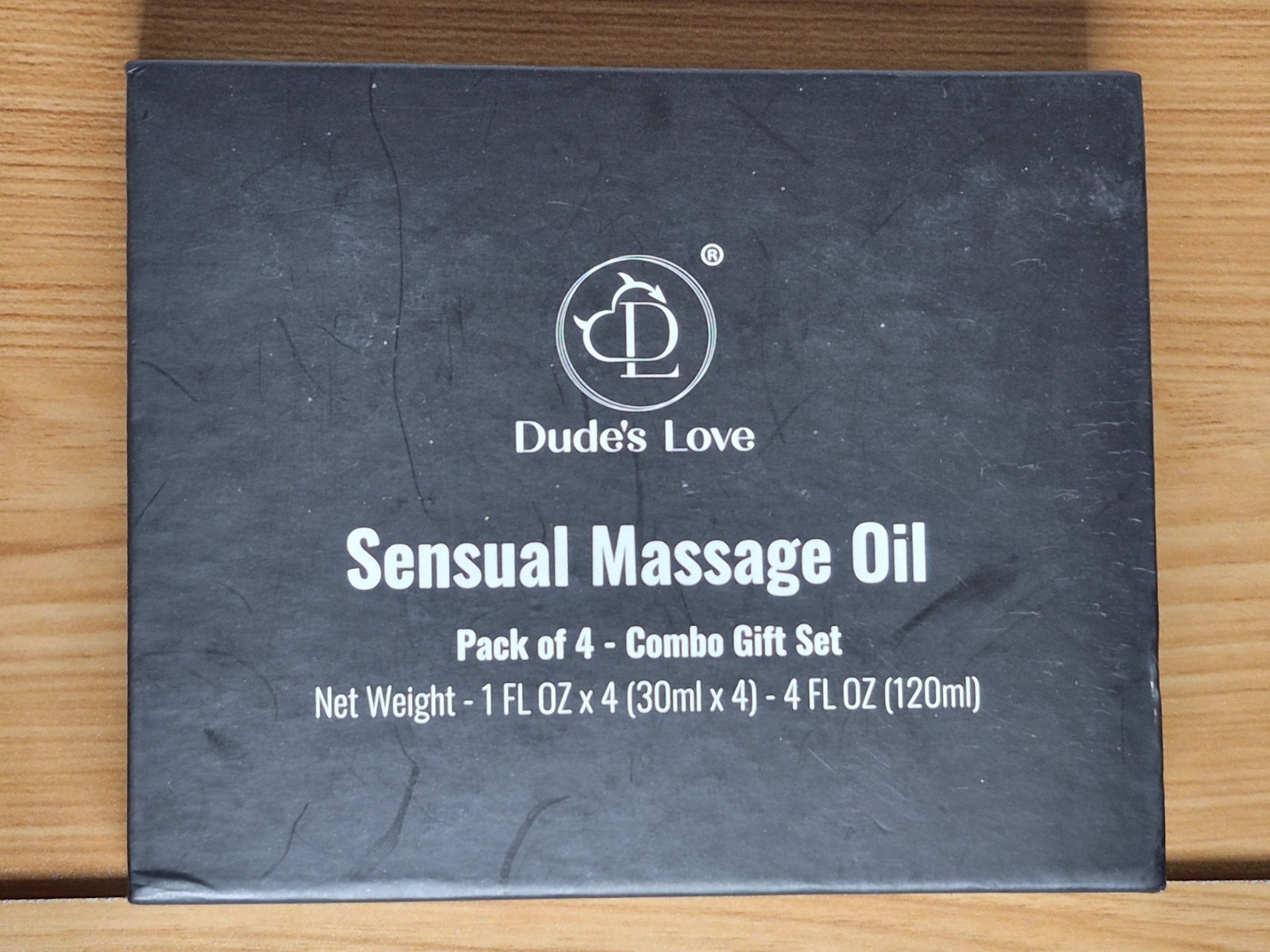 Dude’s Love Sensual Massage Oil Gift Set 4 Pack Organic Edible Scents New Sealed