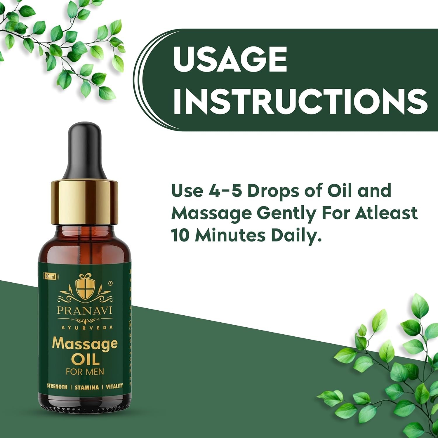 Ayurvedic Men’s Massage Oil – Strengthens Muscles & Enhances Blood Flow – 30ml*2