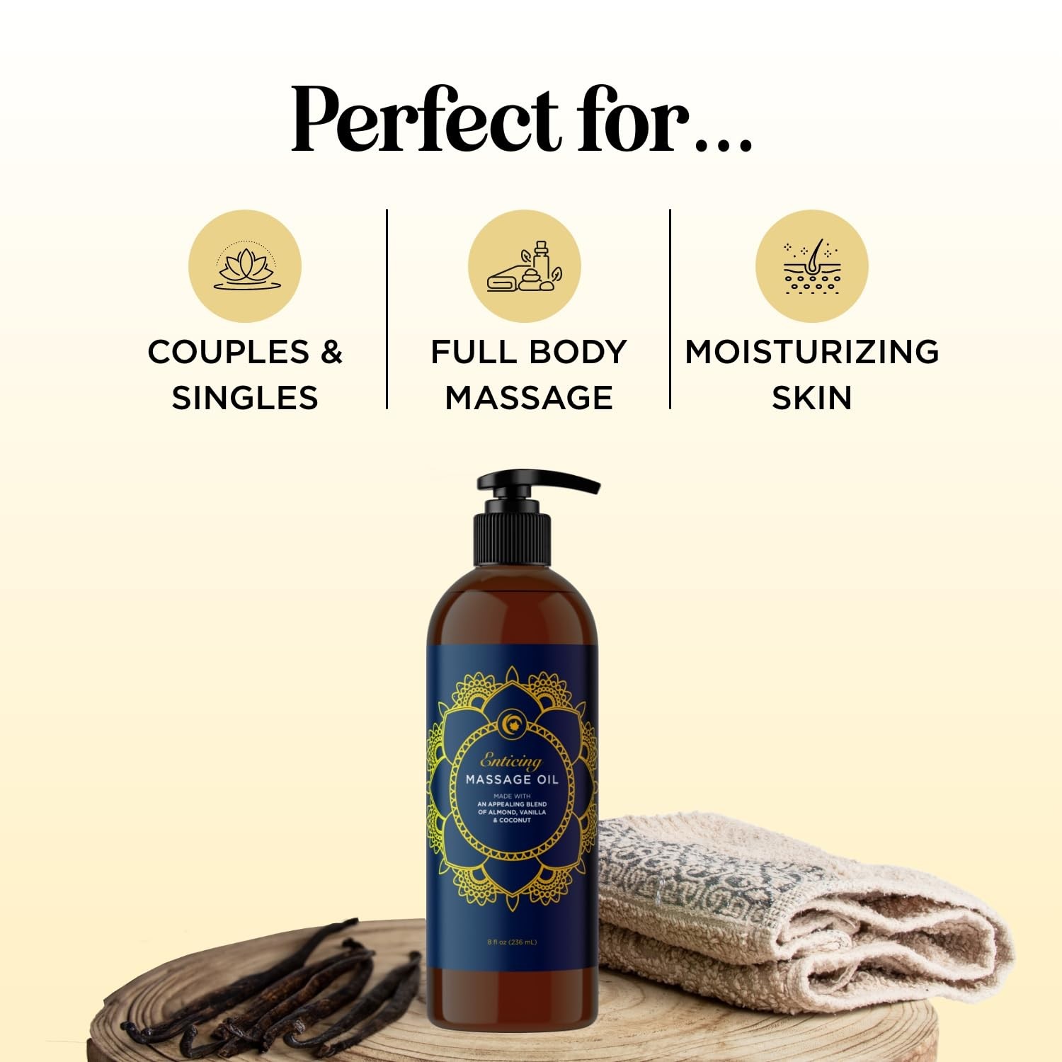 Luxurious Vanilla Massage Oil for Couples – Easy Glide Non Greasy Sweet Vanil…