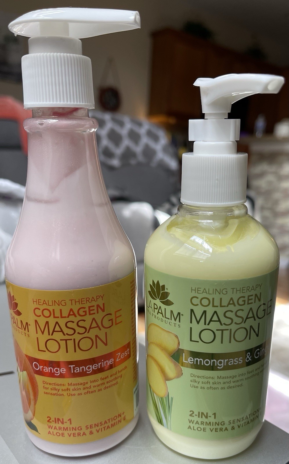 Lot 2 LaPalm Orange Tangerine Lemongrass Healing Therapy Collagen Massage Lotion