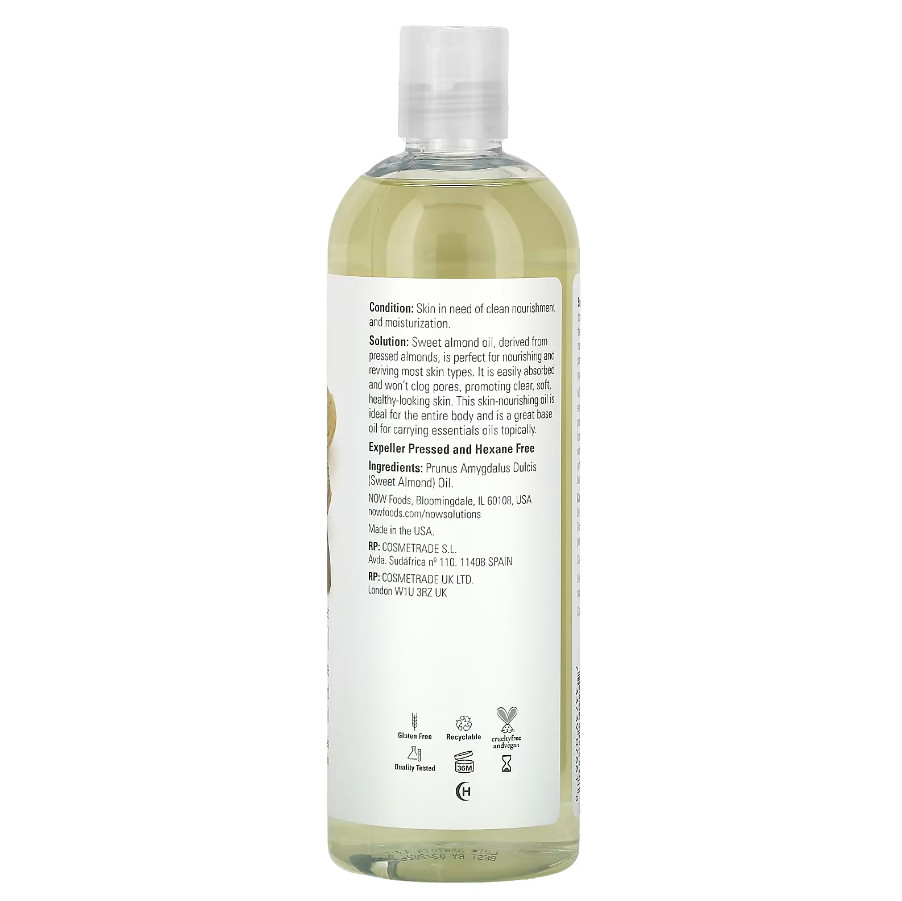 NOW Foods Sweet Almond Oil 100% Pure Moisturizing Oil Unscented 16oz