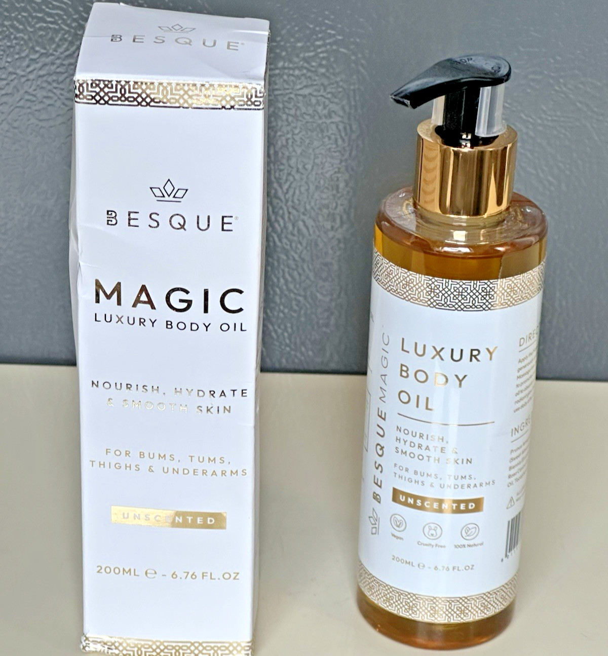 Besque Magic Luxury Body Oil 6.7 fl oz / 200 ml Unscented NEW SEALED IN BOX
