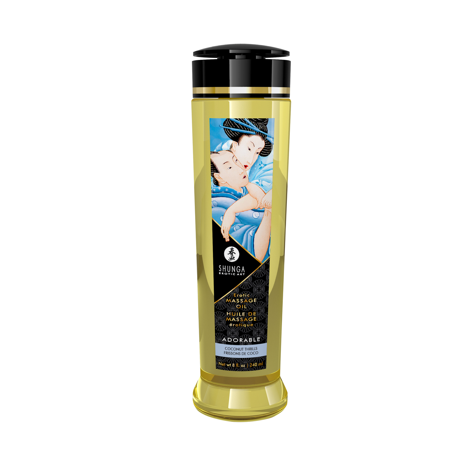 Shunga Erotic Massage Oil – 8 fl oz (240 ml) – Adorable – Coconut Thrills