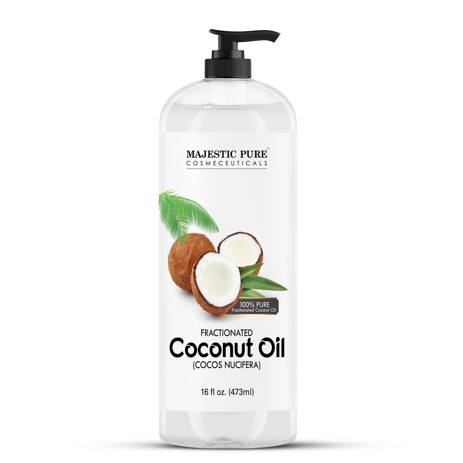 Majestic Pure Fractionated Coconut Oil, 100% 16 Fl Oz (Pack of 1), 16