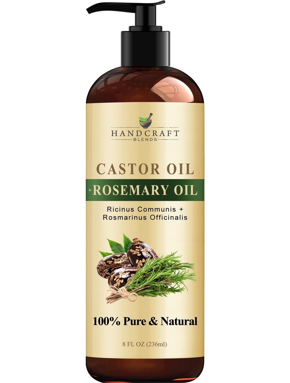 Pure Castor & Rosemary Oil for Hair Growth and Body Care 8oz Premium