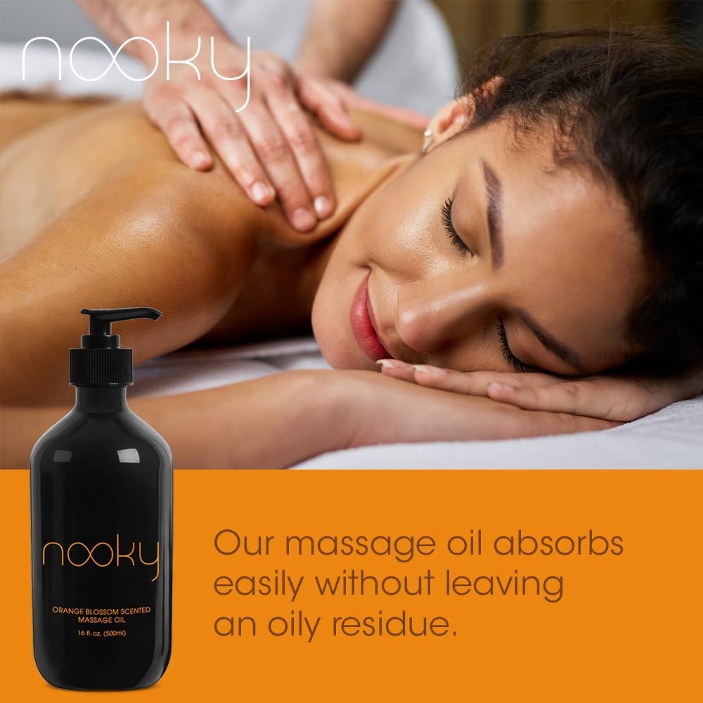 Orange Blossom Massage Oil with Jojoba & Essential Oils – 16oz Relaxation Blend