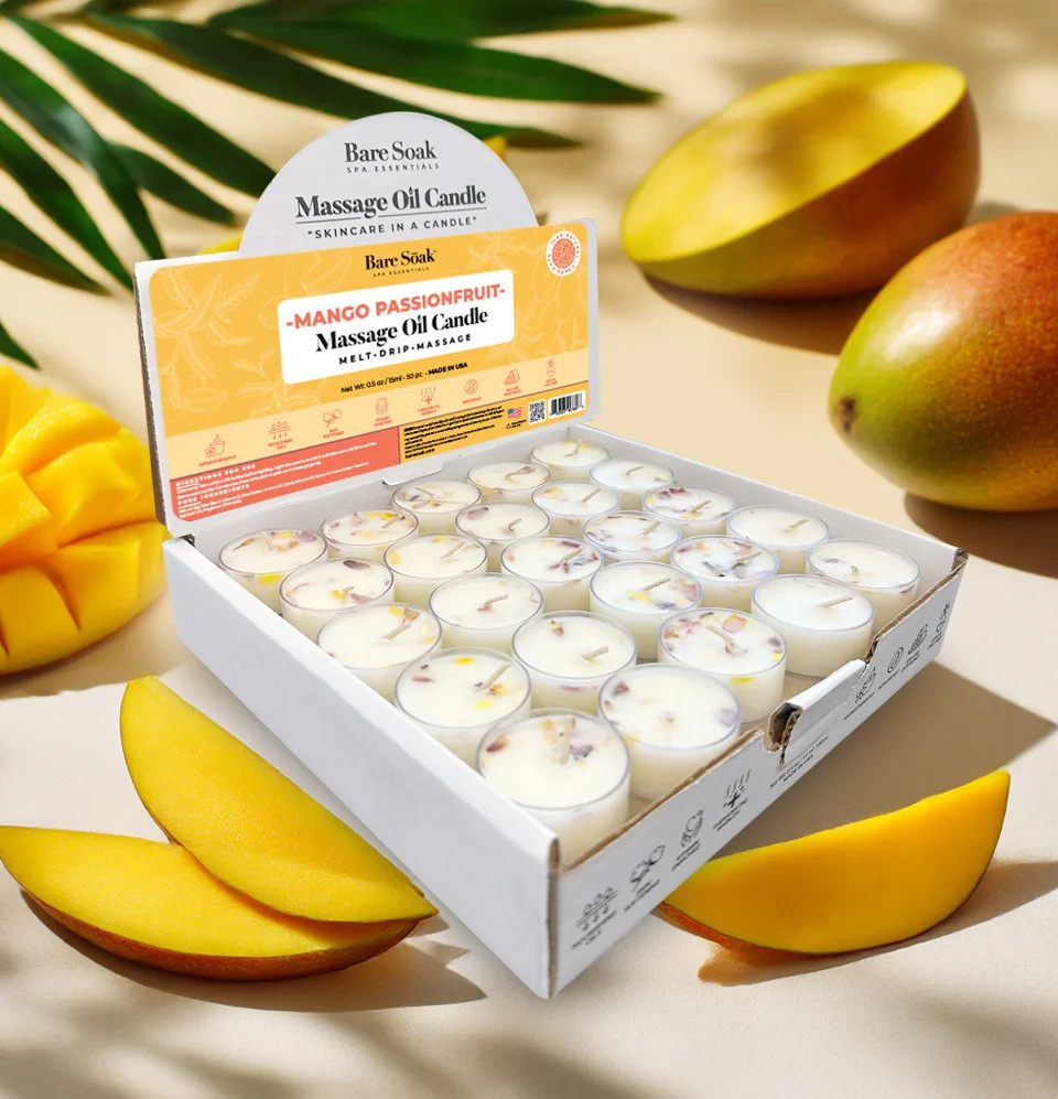 Bare Soak Floral Tea Light Massage Oil Candles (50pc)
