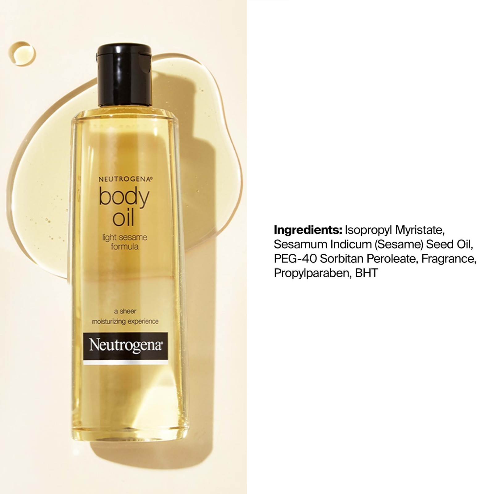 Neutrogena Body Oil Light Sesame Formula, 16 fl 16 Fl Oz (Pack of 1), WHITE