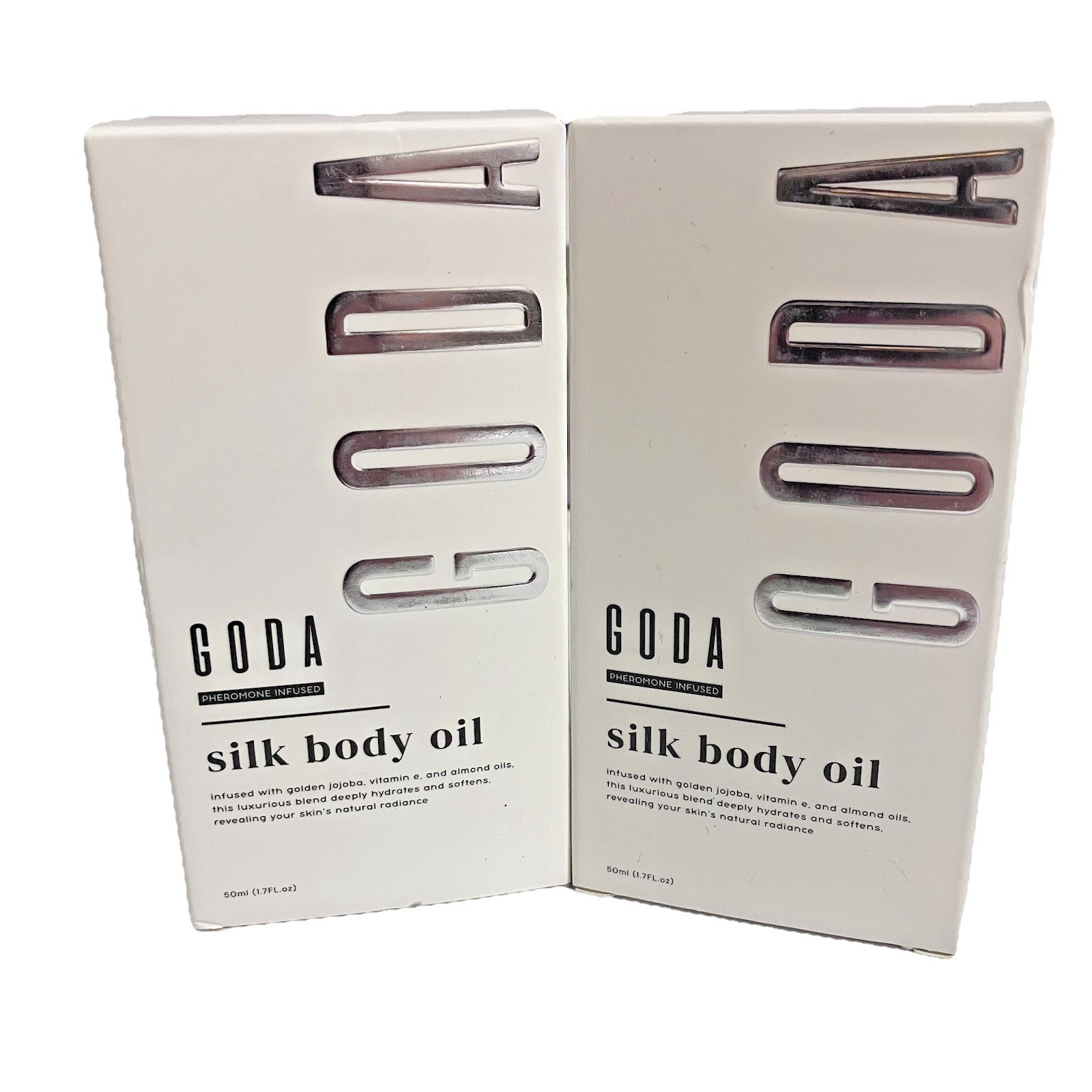 2x GODA Silk Body Oil Golden Jojoba Vitamin E Almond Oil 1.7oz Pheromone Infused