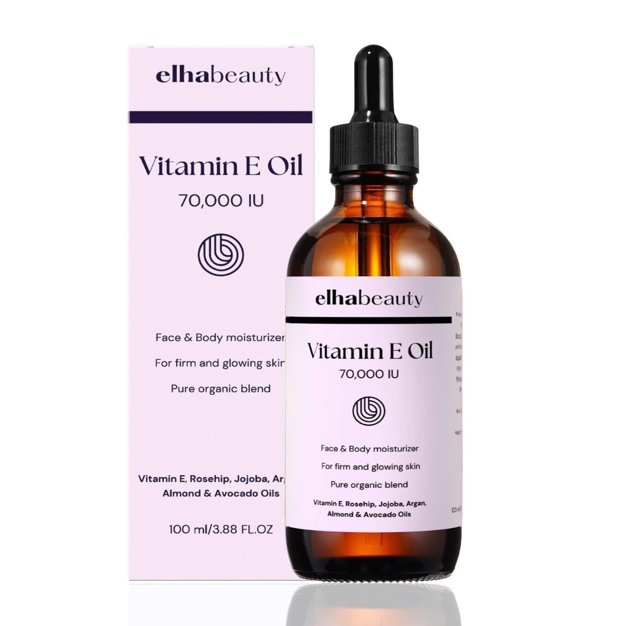 Elha Beauty Vitamin E Rose Oil with Organic Rosehip, Avocado, Jojoba, Argan a…