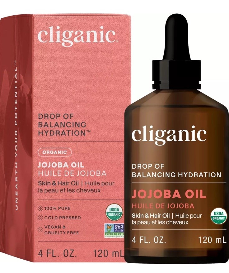 Cliganic Organic Jojoba Oil, 100% Pure Moisturizing Oil (4oz) Exp 8/2028