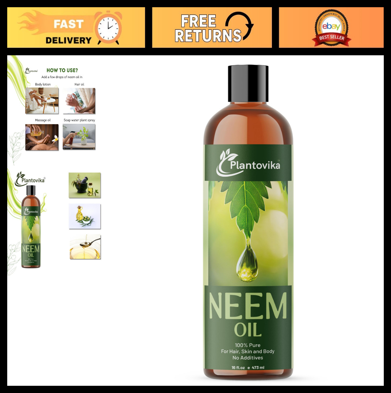 100% Pure Neem Oil 16 Oz – Cold Pressed, All Natural, Unrefined, Multipurpose Ex