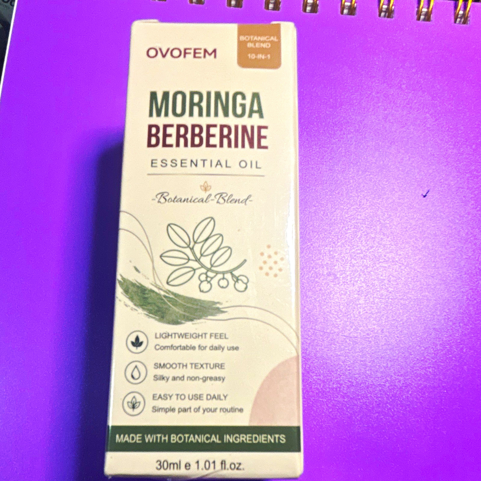 OVOFEM Botanical Blend Essential Oil Moringa Berberine Lavender 30ml Non-Greasy