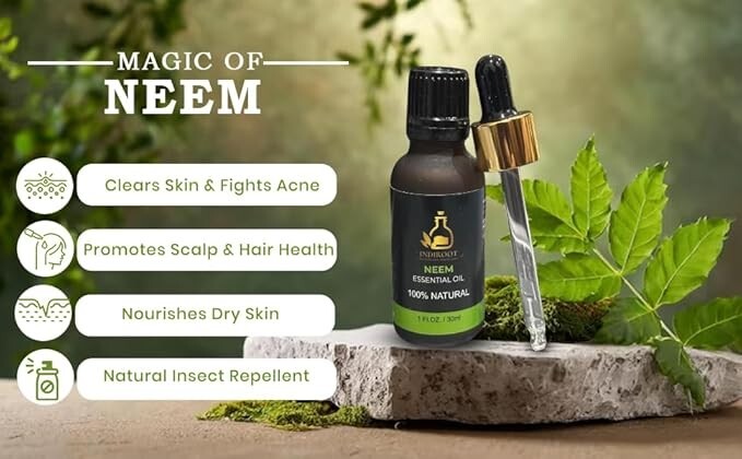 Neem, Azadirachta Indica Essential Oil, 100% Natural, 1 Fl Oz, with Dropper