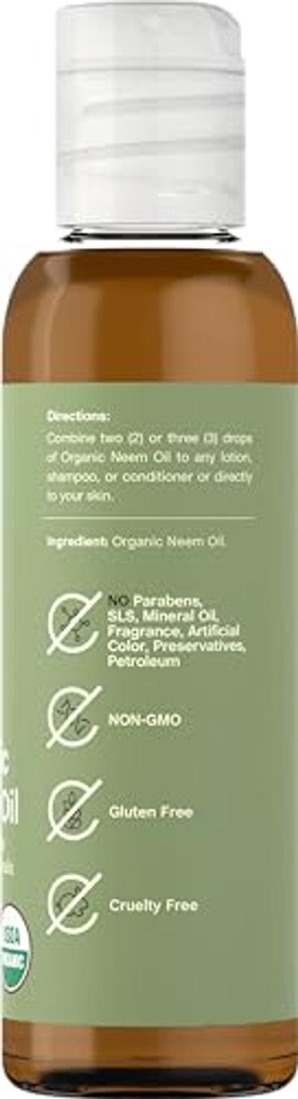 Neem Oil for Skin Hair & Nails | 4 fl oz | Certified 4 Fl Oz (Pack of 1)