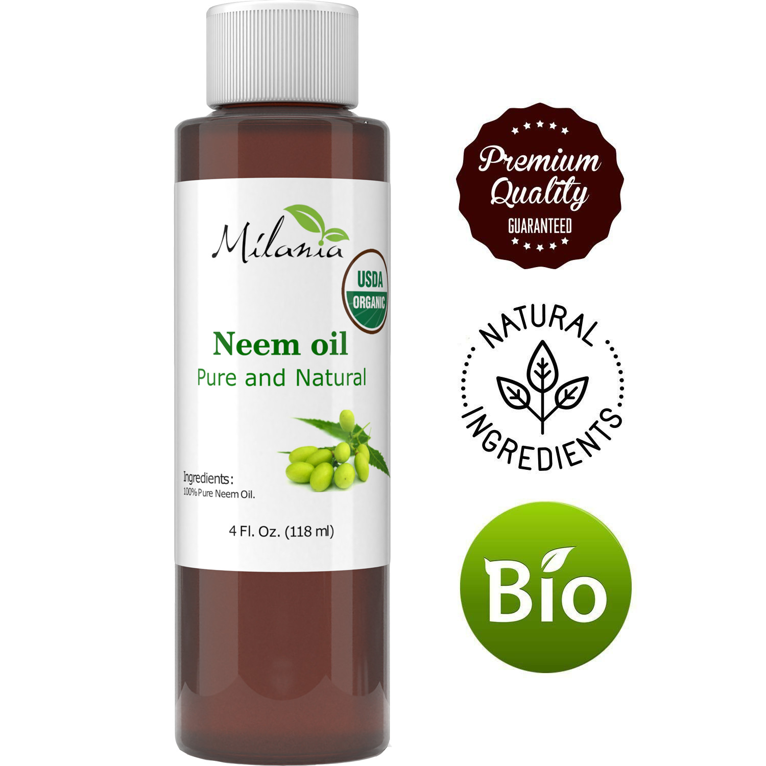 Neem Oil Premium Organic – Virgin, Cold Pressed, Unrefined 100% Pure