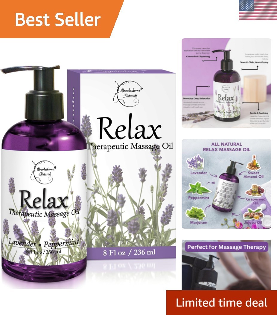 Massage Oil Relax Therapeutic Natural Sore Muscle Relief 8oz Lavender Pepperm…
