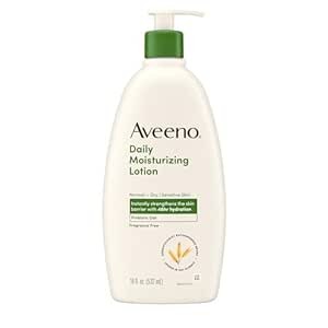 Aveeno Daily Moisturizing Body Lotion for Dry Skin, Fragrance Free, Non-Greasy