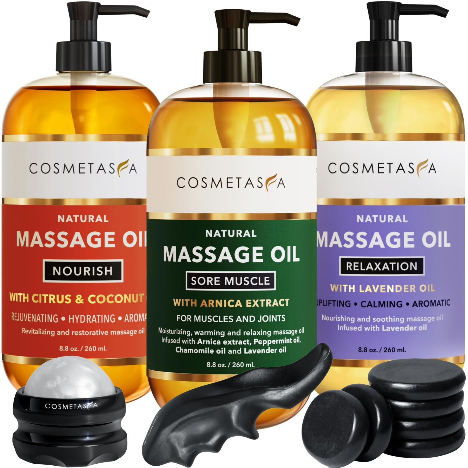 Relaxing Lavender & Warming Arnica Massage Oil Gift Set – Spa Self Care Kit with