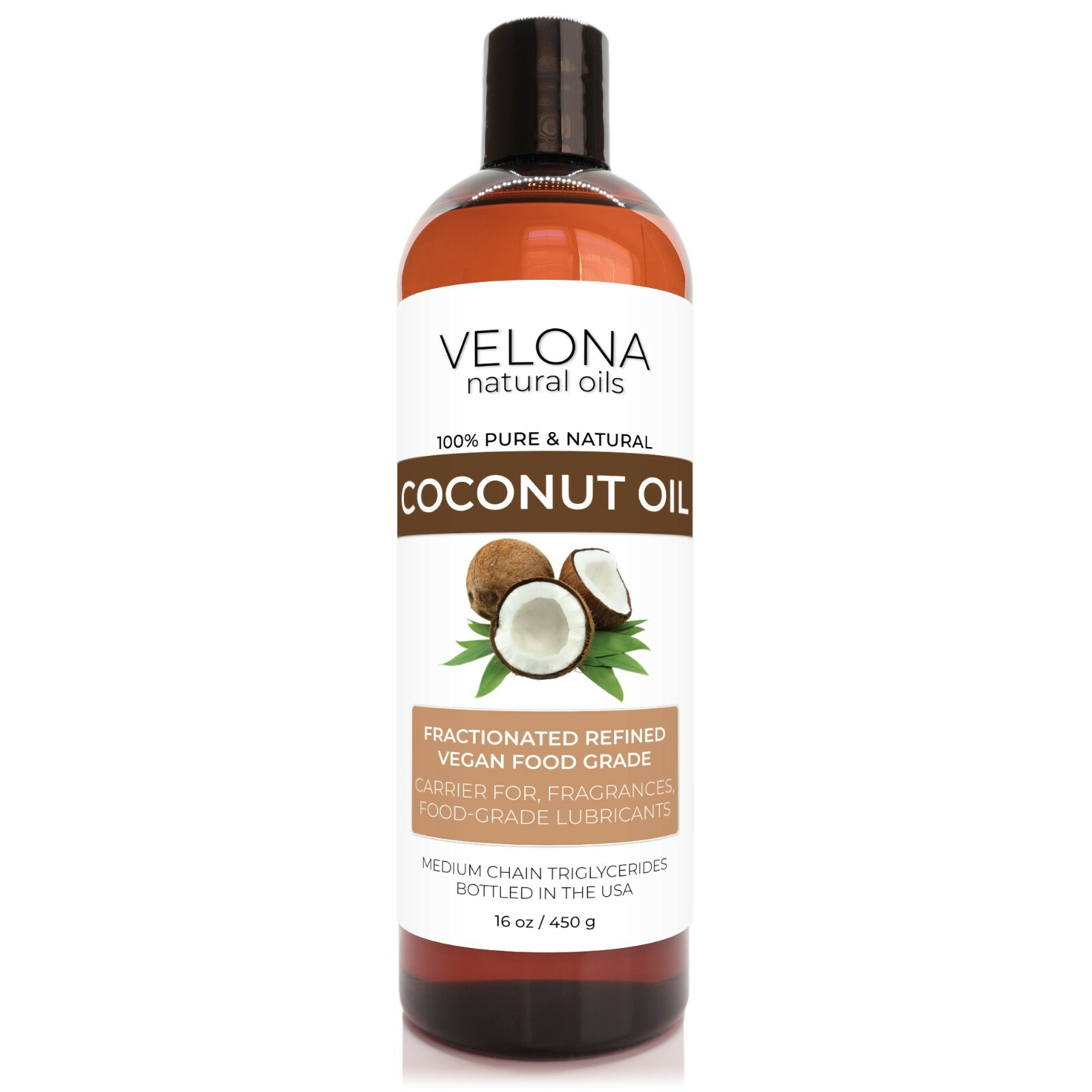Coconut Oil by Velona – 2oz-7lb Fractionated Ultra Refined Skin Face Body Hair