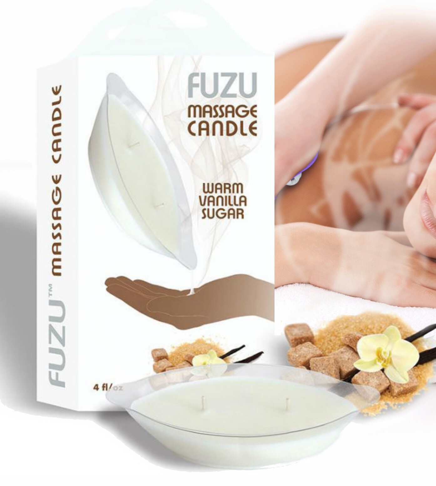 3 Pack DEAL! FUZU Massage Candle / Oil 4oz ea, Dual Wicks / 30hrs