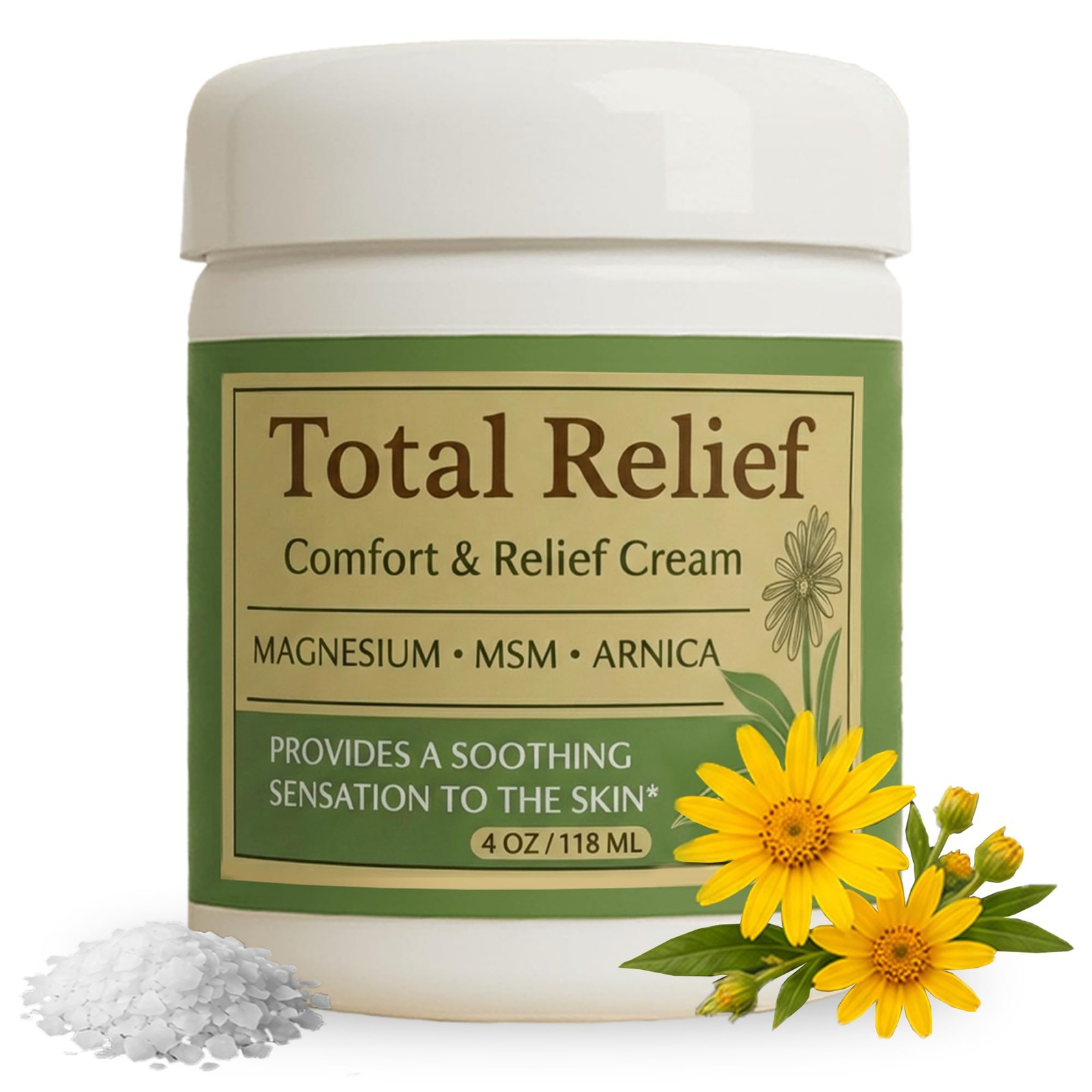 Total Relief – Magnesium Cream – Topical Lotion 4 Fl Oz (Pack of 1), White