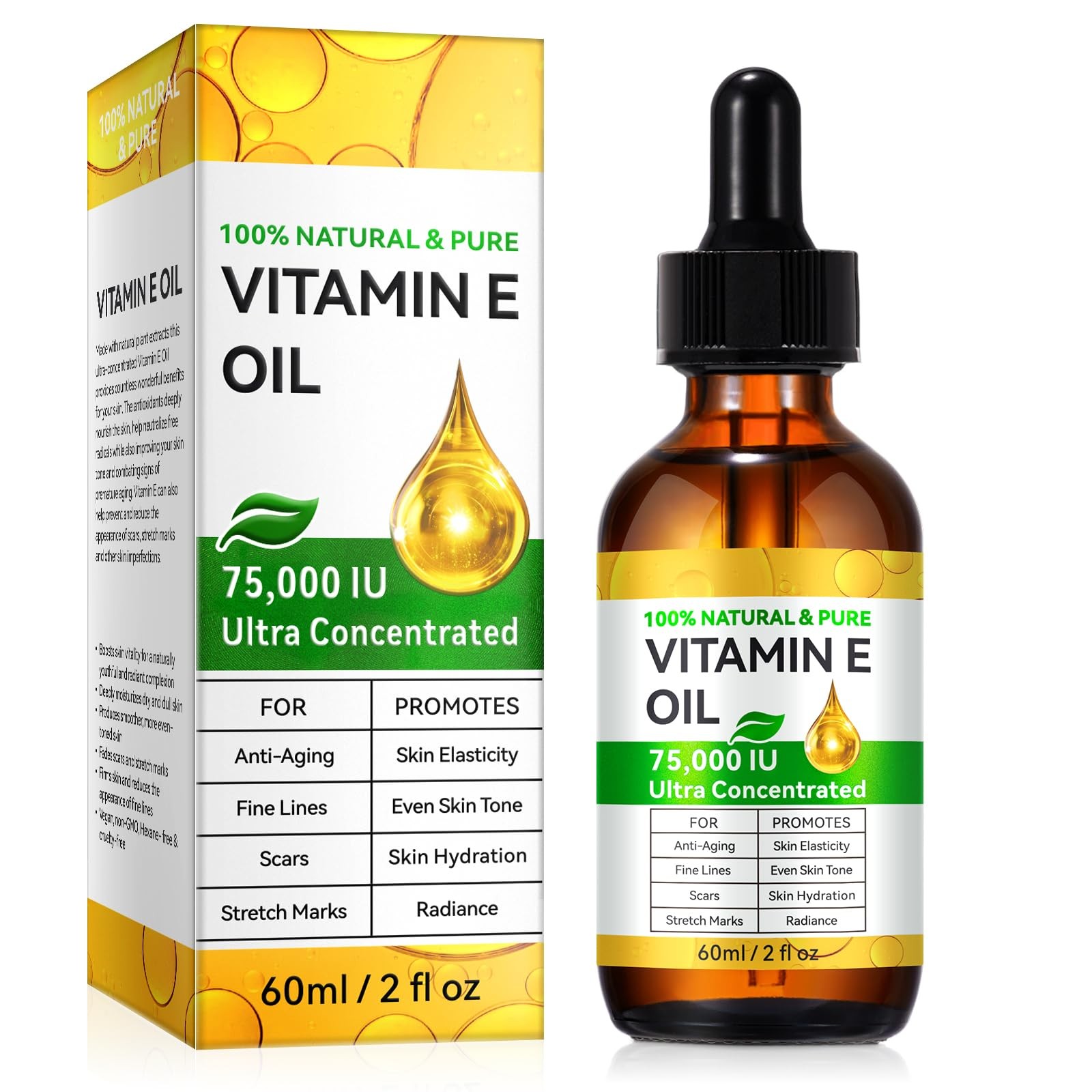 Shuangjia Organic Vitamin E Oil 2.02 Fl Oz (Pack of 1), E Oil(1 Pack)