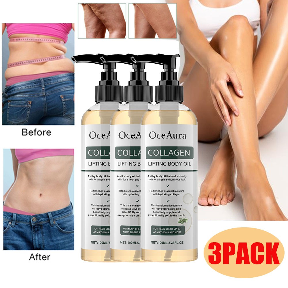 3PACK 100ml Collagen Firming Body Oil Deeply Hydrating Nourishing All Skin Types