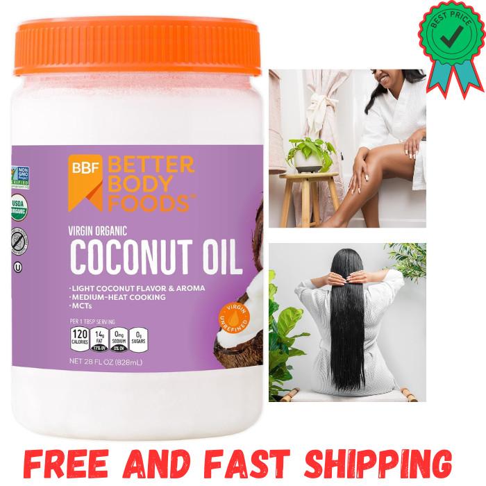 BetterBody Foods Organic Unrefined Coconut Oil – Hair & Skin Moisturizer,…