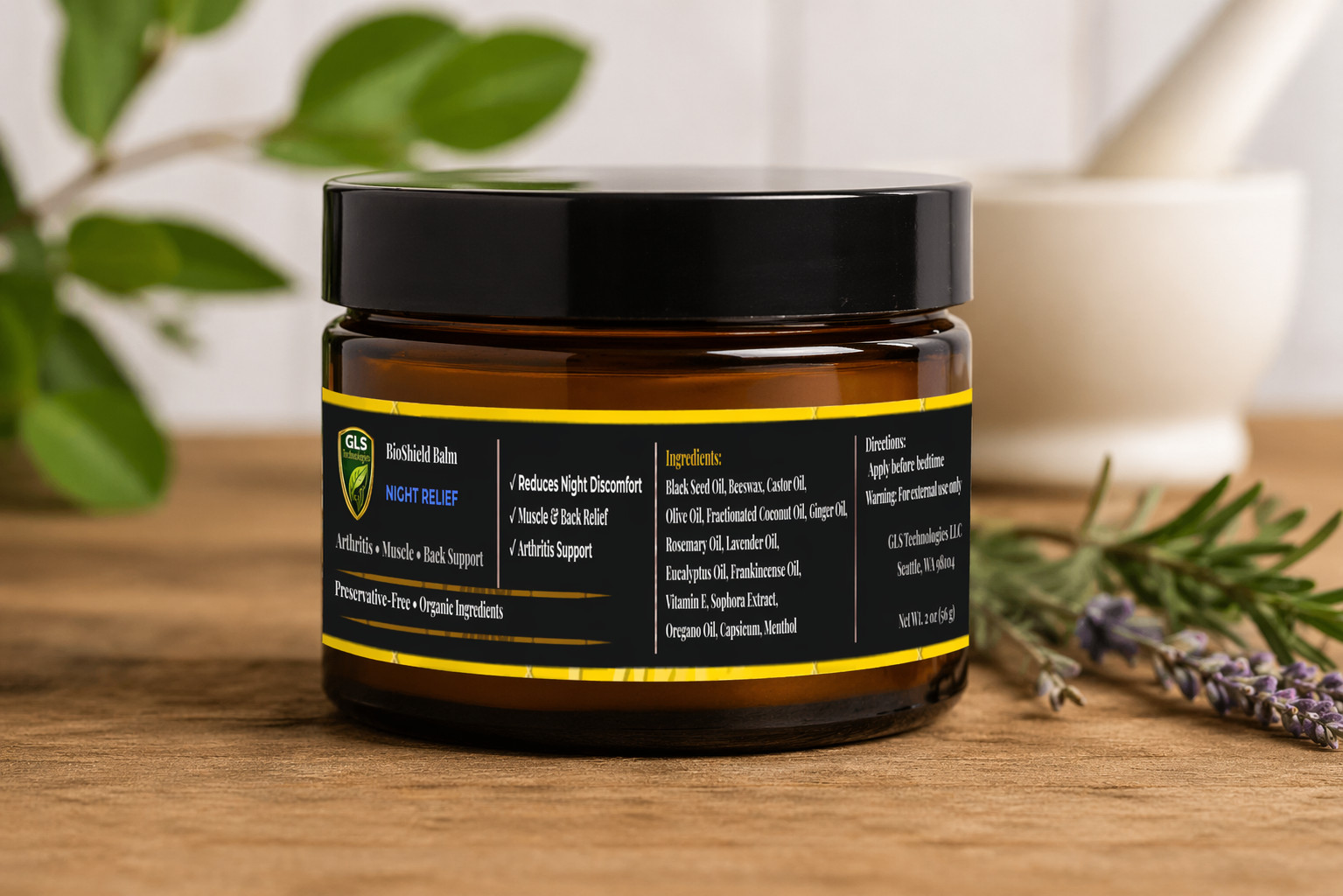Natural Pain Relief Balm 2oz Menthol Herbal Rub for Arthritis Joint Muscle, Back