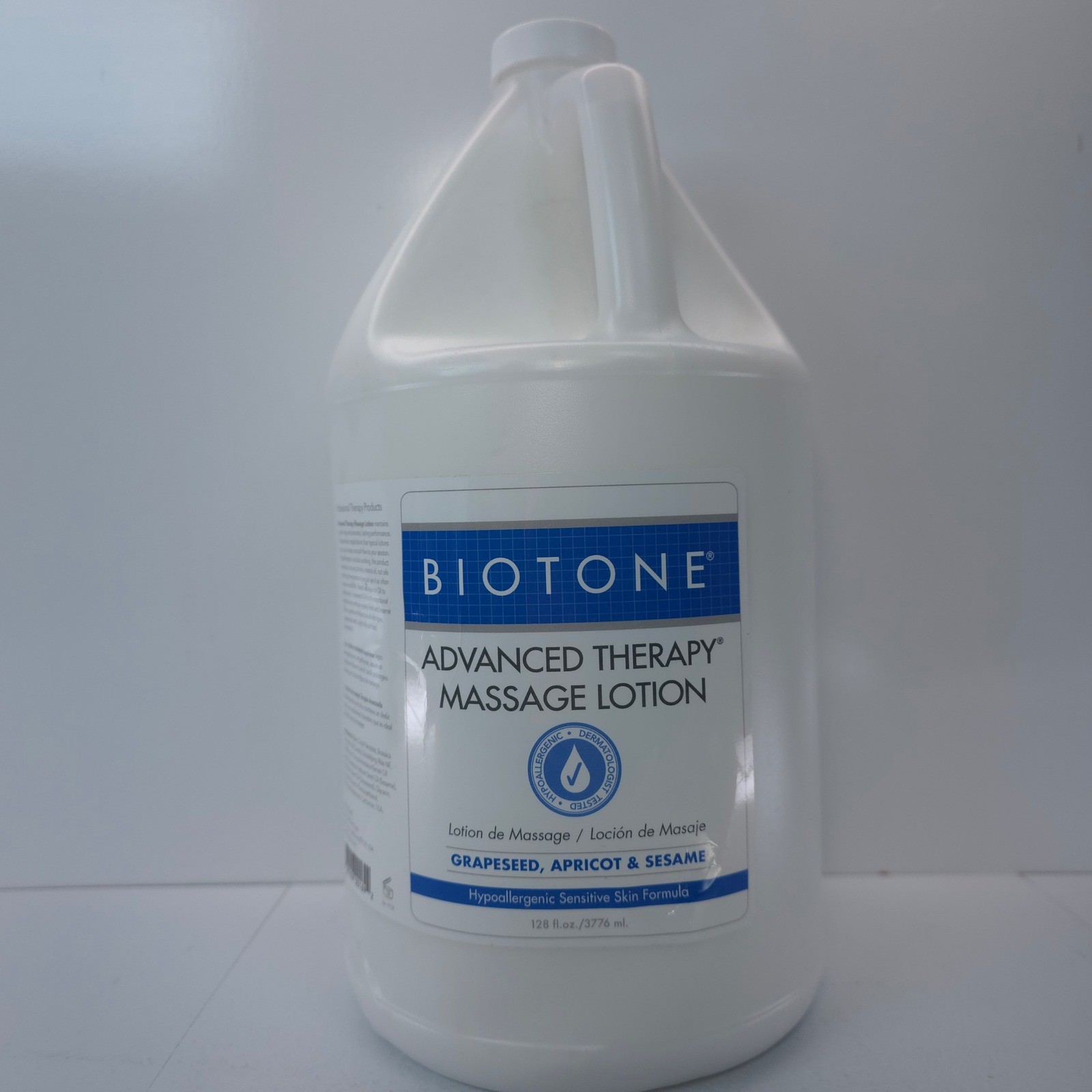 Biotone Advanced Therapy Massage Lotion 1 Gallon Unscented Hypoallergenic Jug