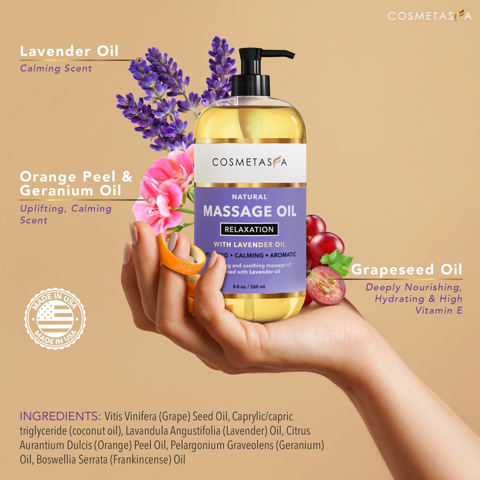 Cosmetasa Massage Oil Spa Gift Set for Women – Relaxing Lavender, Warming Arn…