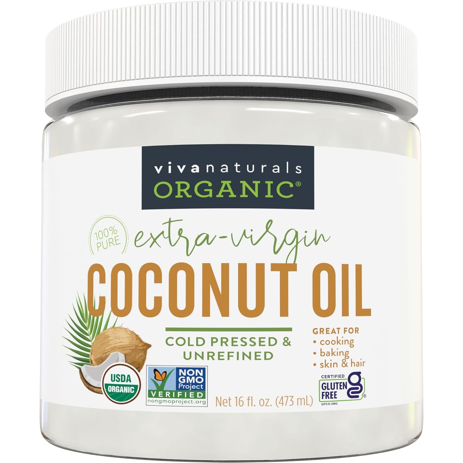 Viva Naturals Organic Coconut Oil, Cold-Pressed – Natural Hair /Skin Oil and …