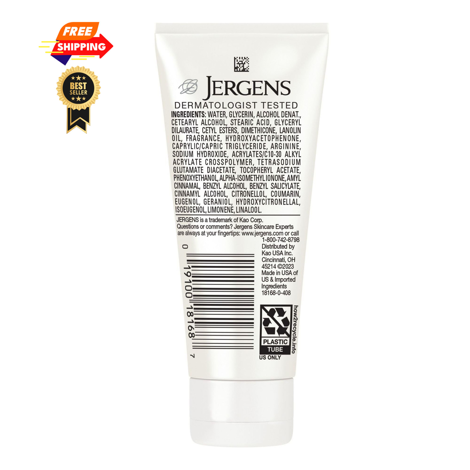 Jergens Original Scent Dry Skin Body Lotion, Hand 2 Fl Oz (Pack of 20), White