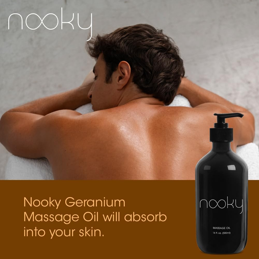 Geranium Massage & Body Oil with Sweet Almond Oil 16Oz | Silky Non-Greasy Body O
