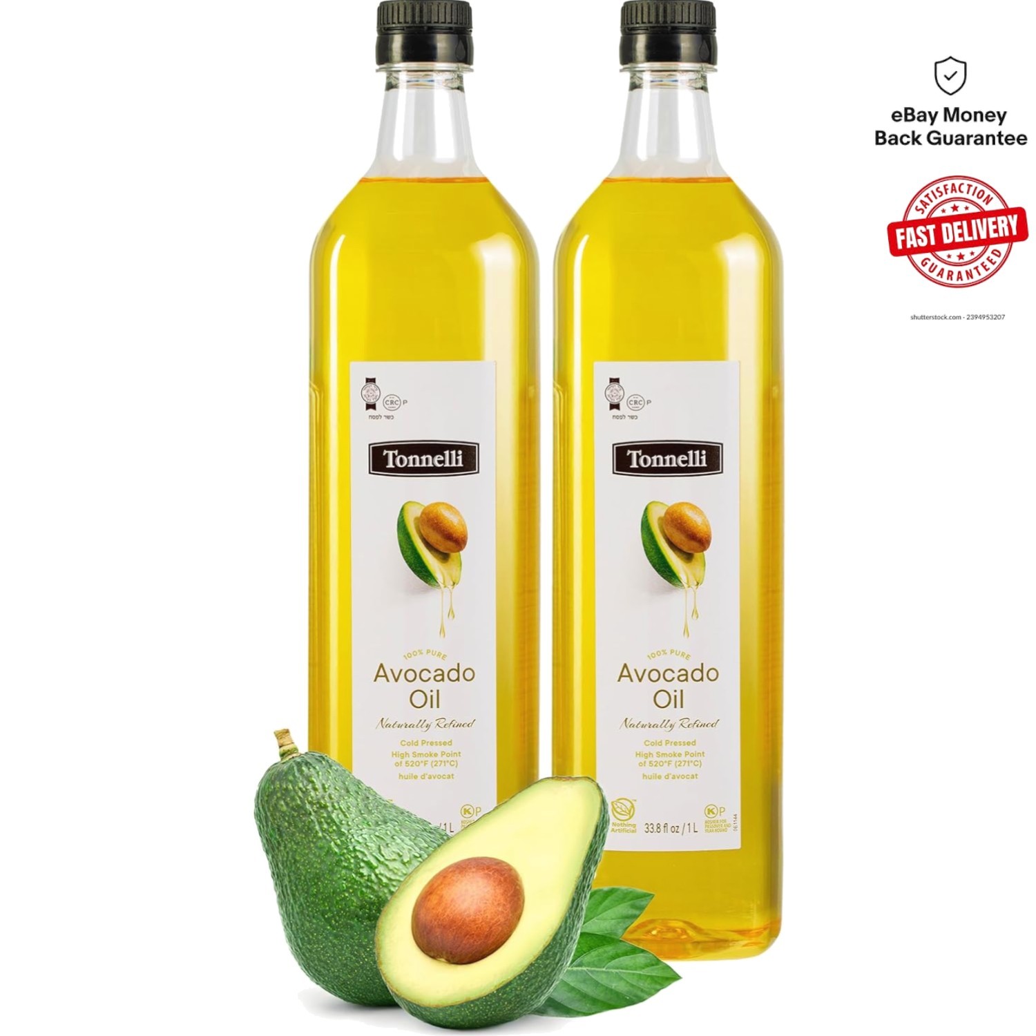 100% Pure, Naturally Refined Avocado Oil 1 Liter (2 Pack) – Gluten-Free & Kosher