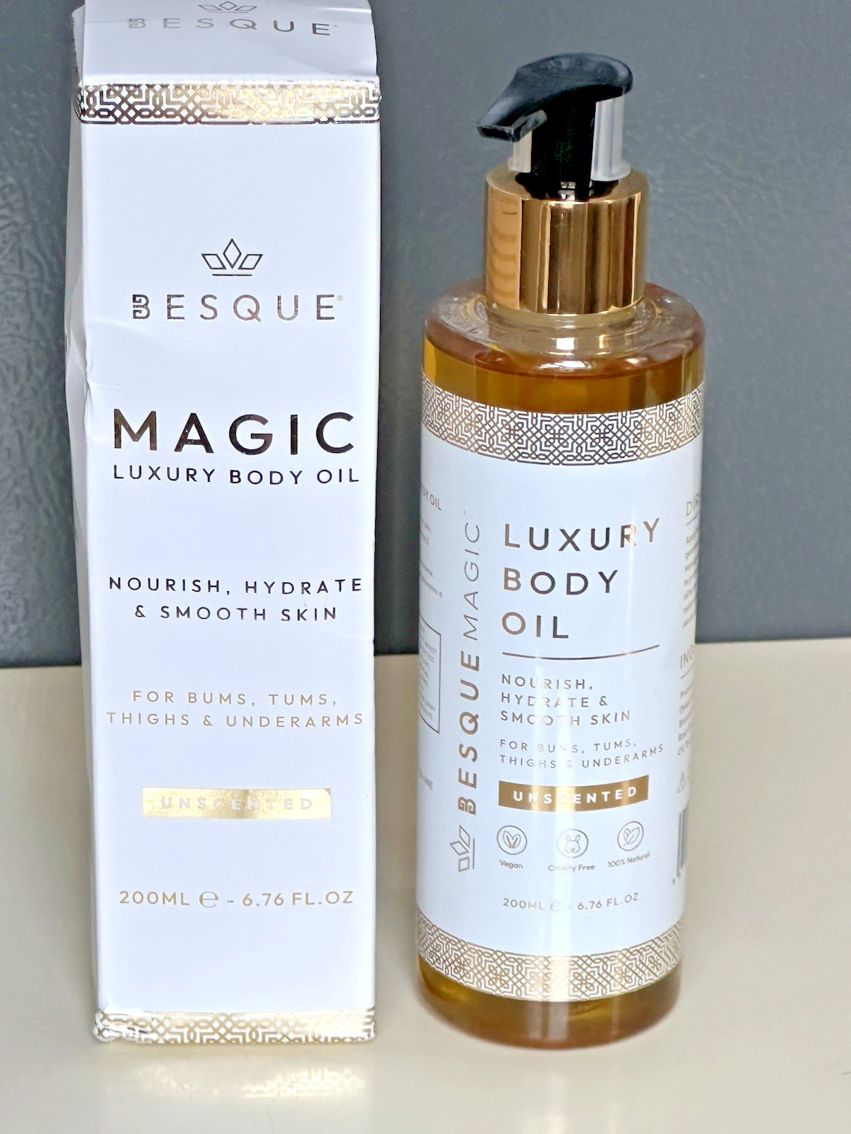 Besque Magic Luxury Body Oil 6.7 fl oz / 200 ml Unscented NEW SEALED IN BOX