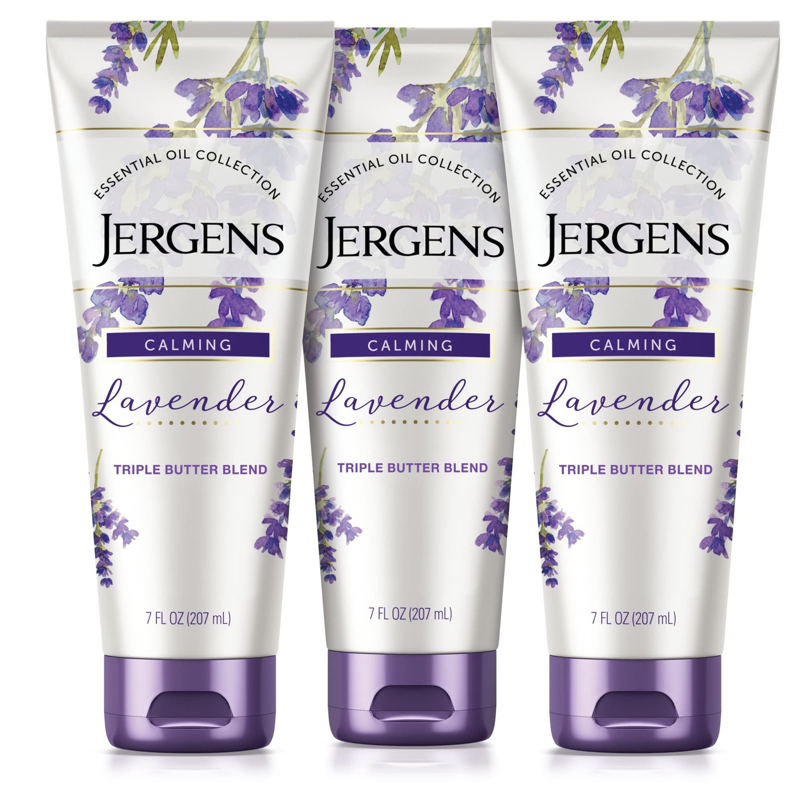 Jergens Lavender Body Butter Hand and Lotion, 7 Fl Oz (Pack of 3), White