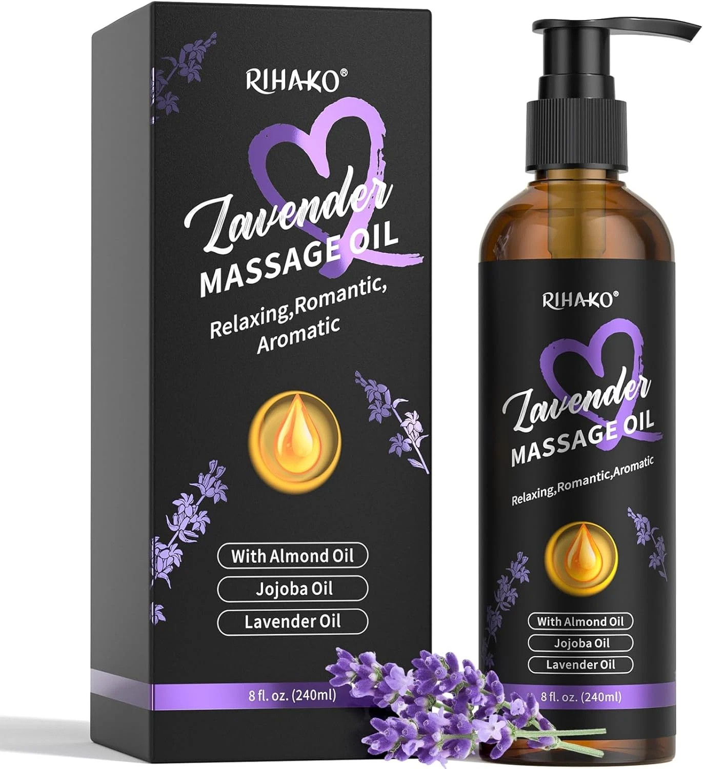 Lavender Sensual Massage Oil for Couples–Relaxing Body Massage Oil for Date Nigh
