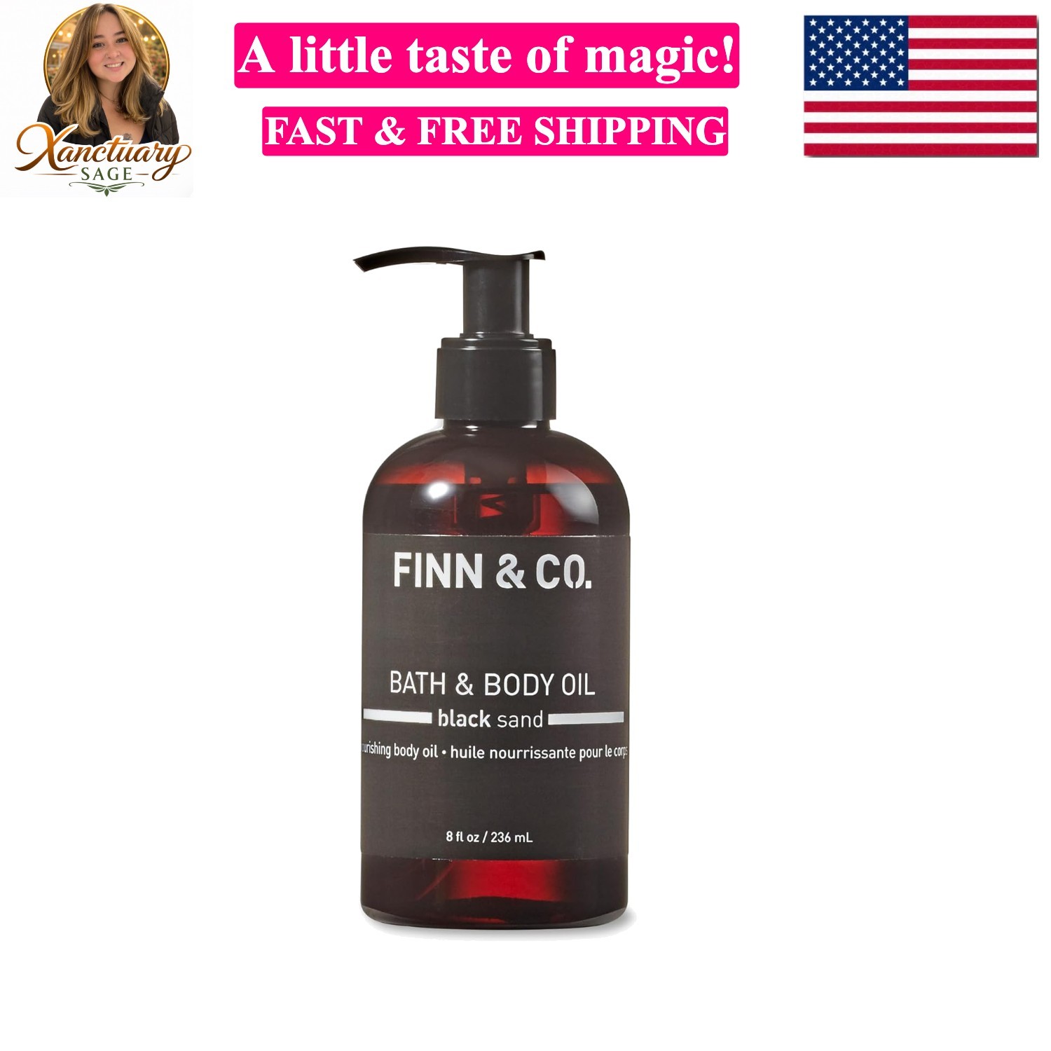 Black Sand Bath & Body Oil – Lightweight, Fast-Absorbing, Paraben & Cruelty F…