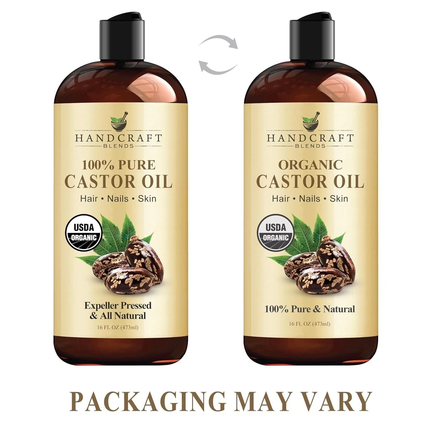 Premium Organic Castor Oil 100% Pure and Hexane-Free Cold-Pressed Beauty 16 fl.