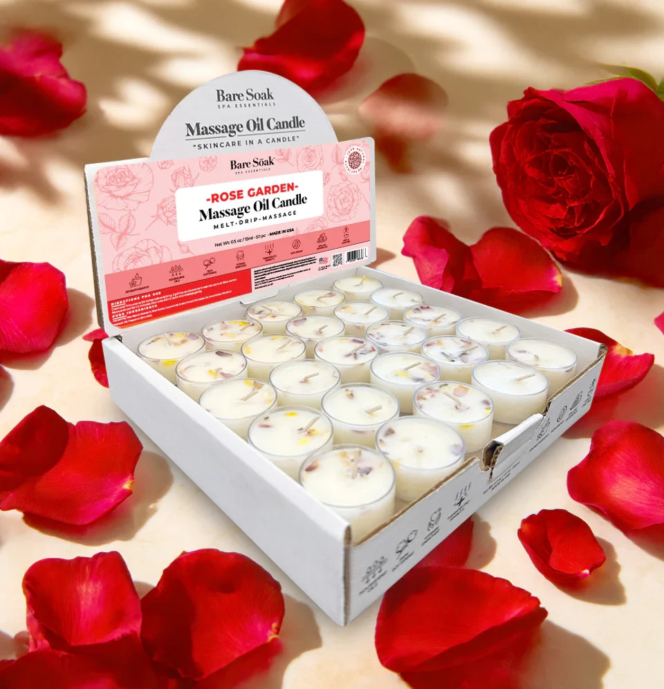 Bare Soak Floral Tea Light Massage Oil Candles (50pc)