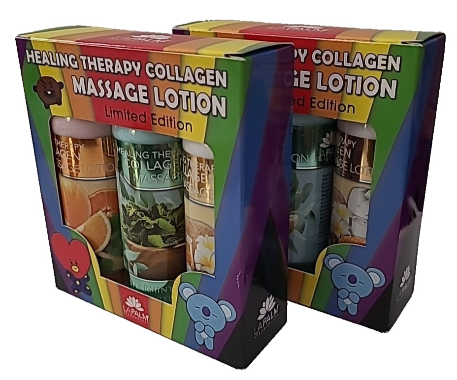 La Palm Healing Therapy Collagen Massage Lotion Limited Edition NIB 3 Pack Lot