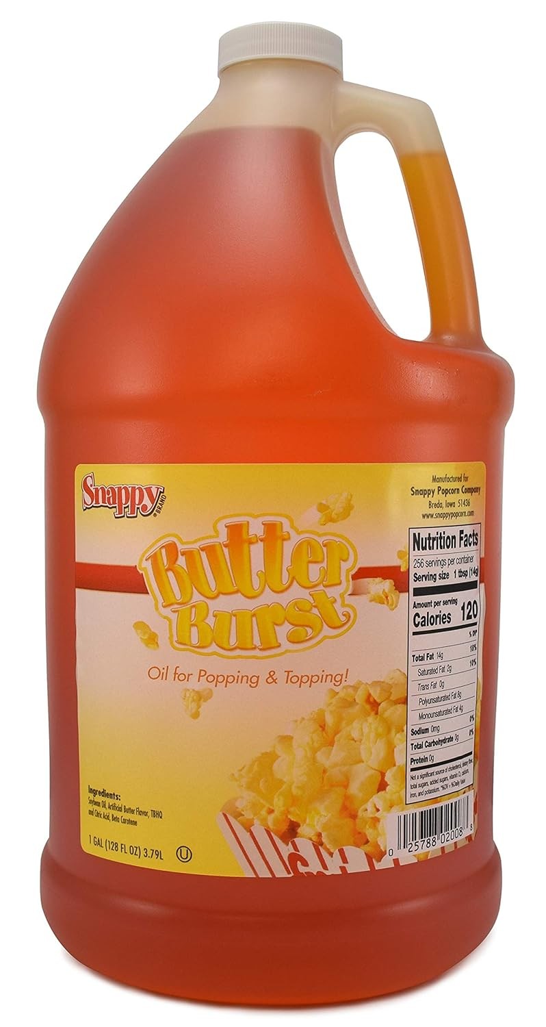 Snappy Butter Burst Popcorn Oil, 1 Gallon 128 Fl Oz (Pack of 1)