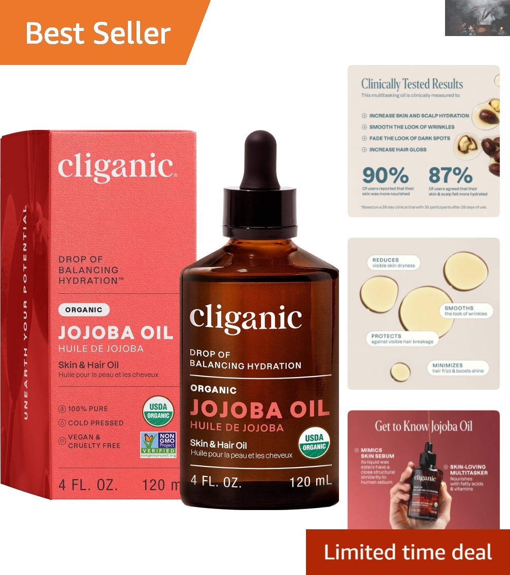 Cold Pressed Organic Jojoba Oil 4oz – Hydrating & Nourishing for All Skin Types