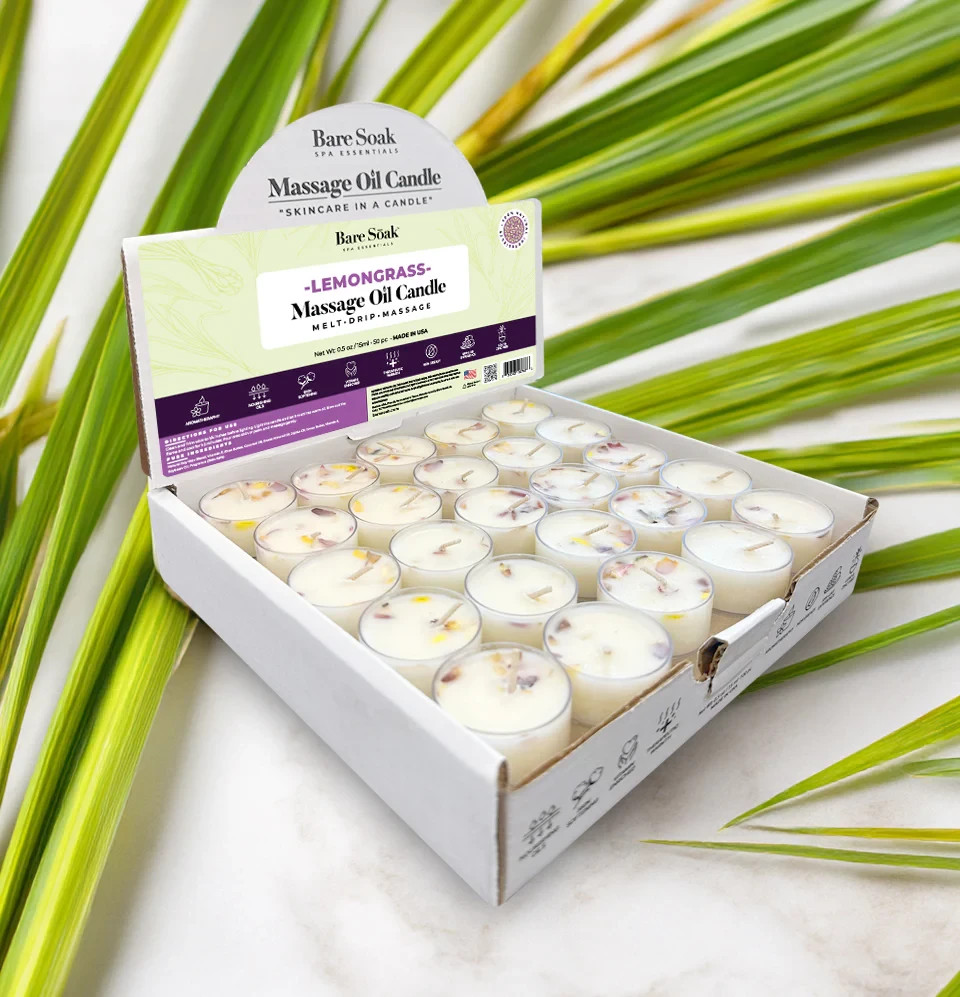Bare Soak Floral Tea Light Massage Oil Candles (50pc)